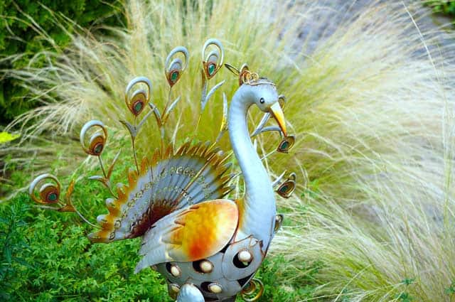 Gartenfigur Pfau – Metall, Handbemalt, 70 Cm & 80 Cm Hoch