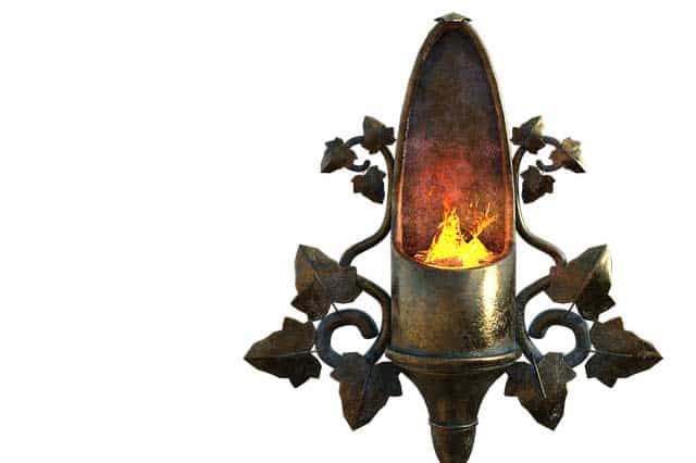 Gartenfackel aus Metall mit einem Brennelement Motiv Pusteblume 